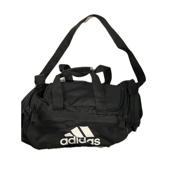 Adidas Defender Medium 20"x12"x10" Black White Duffel Bag - Picture 2 of 6